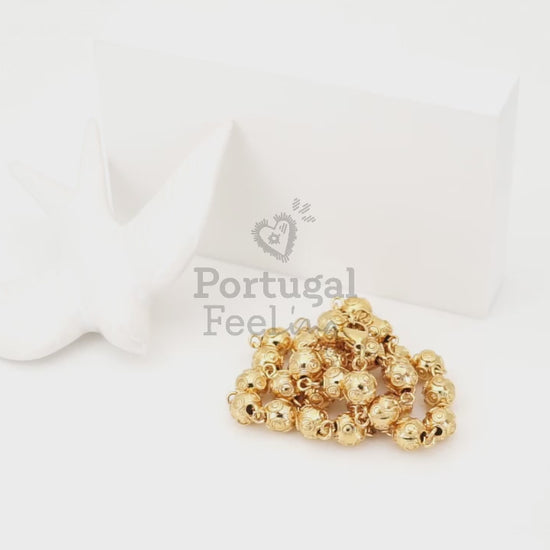 Colar Contas de Viana Médias, Inspirado na Filigrana Portuguesa, Aço Inoxidável Dourado - Vídeo