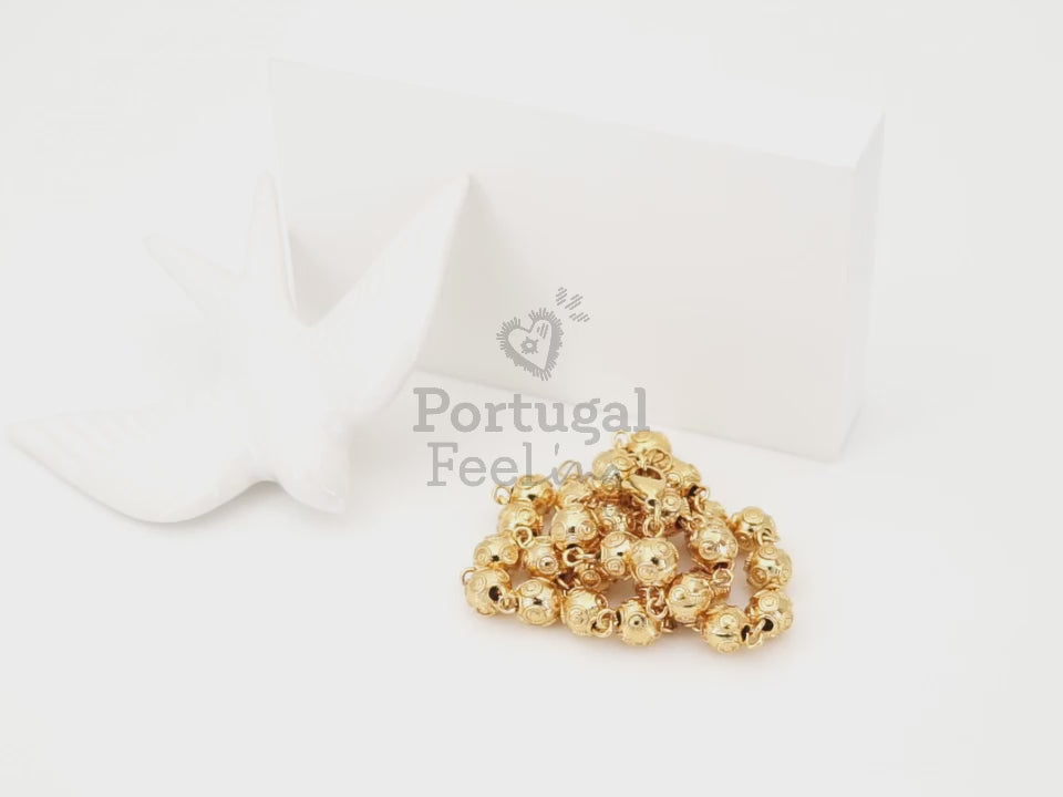 Colar Contas de Viana Médias, Inspirado na Filigrana Portuguesa, Aço Inoxidável Dourado - Vídeo