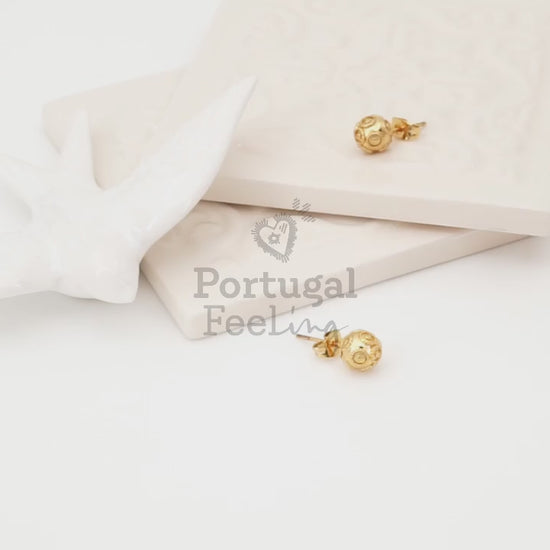 Brincos Contas de Viana, Inspirados na Filigrana Portuguesa, Aço Inoxidável Dourado - Vídeo