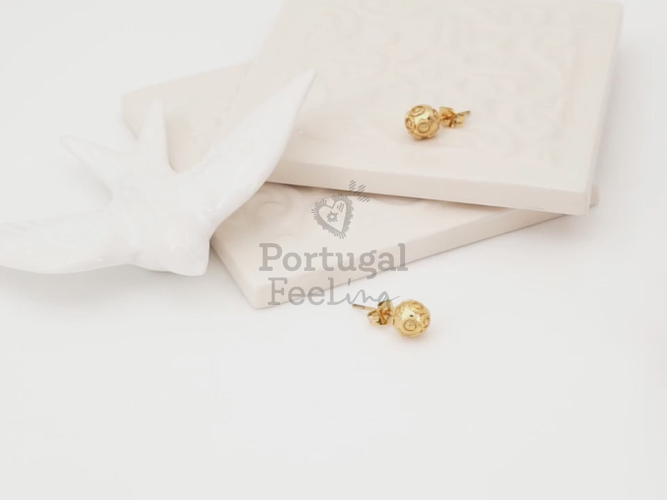 Brincos Contas de Viana, Inspirados na Filigrana Portuguesa, Aço Inoxidável Dourado - Vídeo