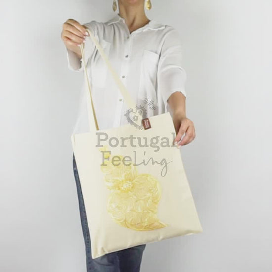 Saco Tote Bag Filigrana Dourada, em Algodão, Tradições Portuguesas - Vídeo
